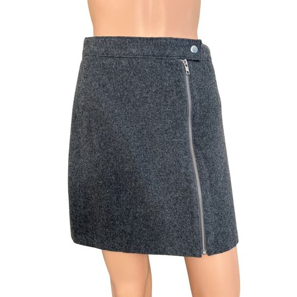 Madewell Wool Blend Mini Skirt High Rise Studio Zip Womens Gray Neutral SZ 2 - Picture 4 of 8